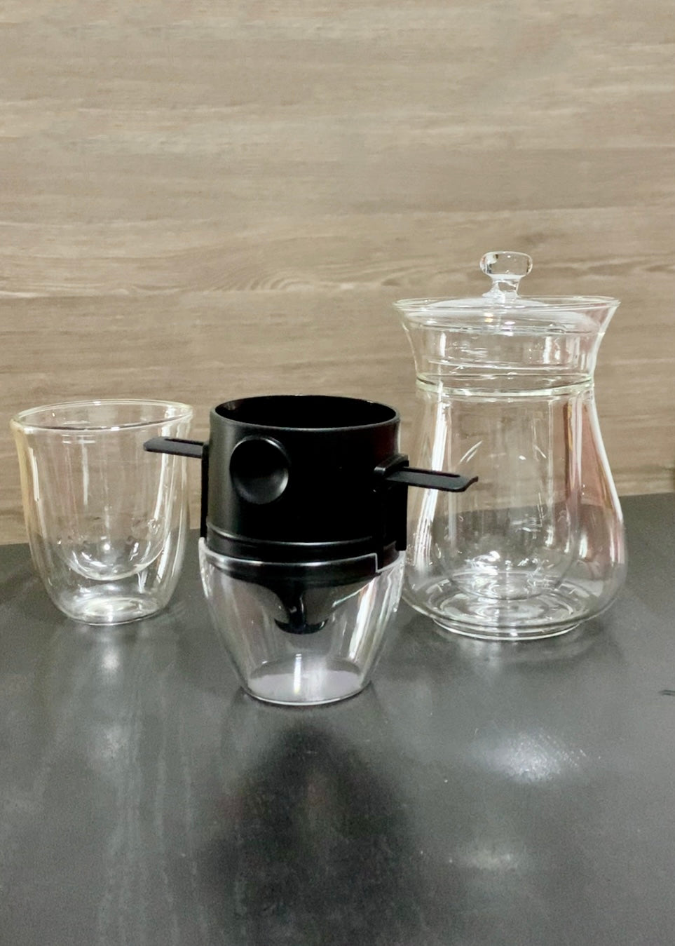 (Gift Box) 300ml Mini Double Wall Glass Coffee/Tea Carafe Set w/ Coffee Fliter