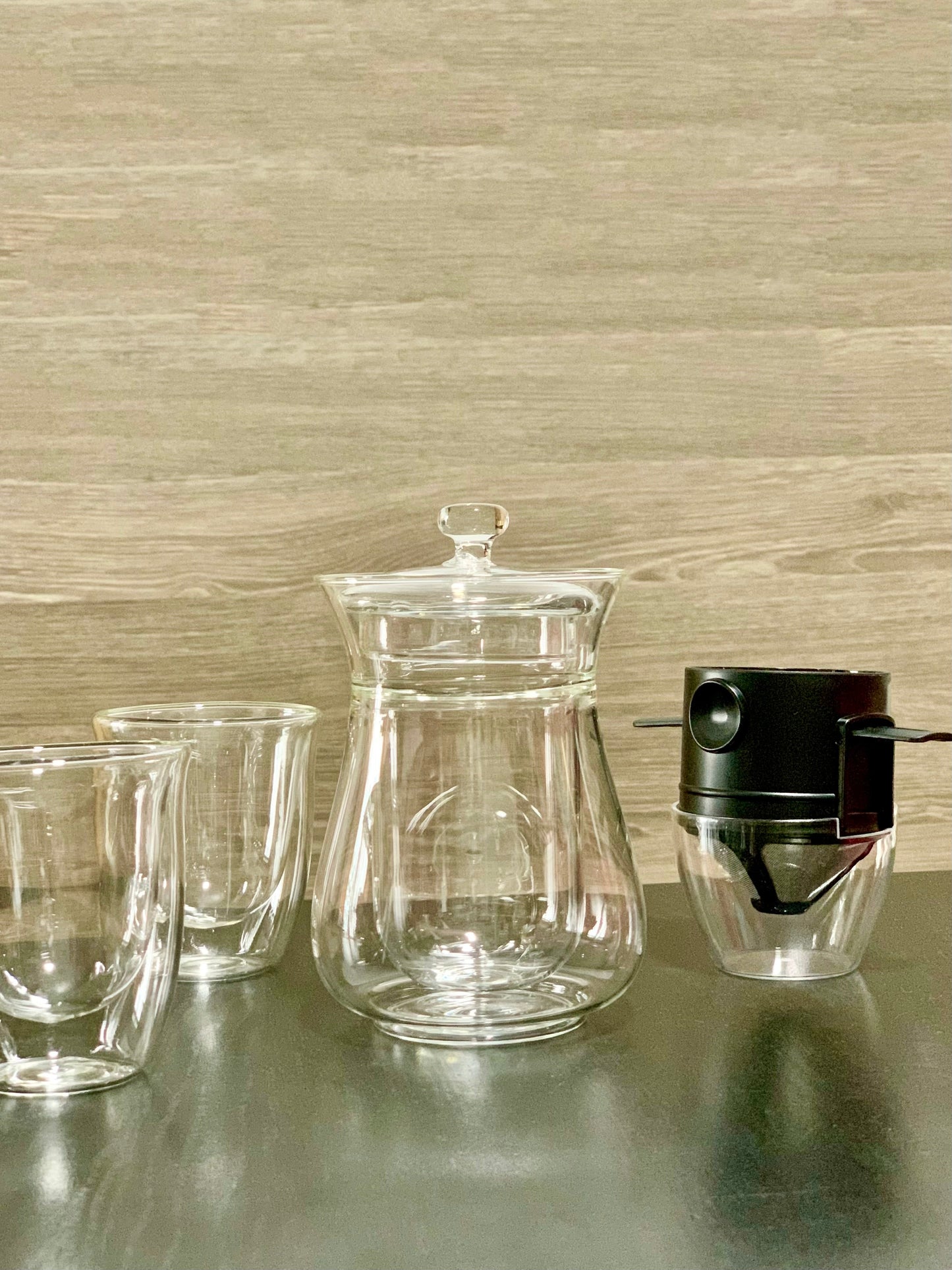 (Gift Box) 300ml Mini Double Wall Glass Coffee/Tea Carafe Set  w/ Coffee Fliter