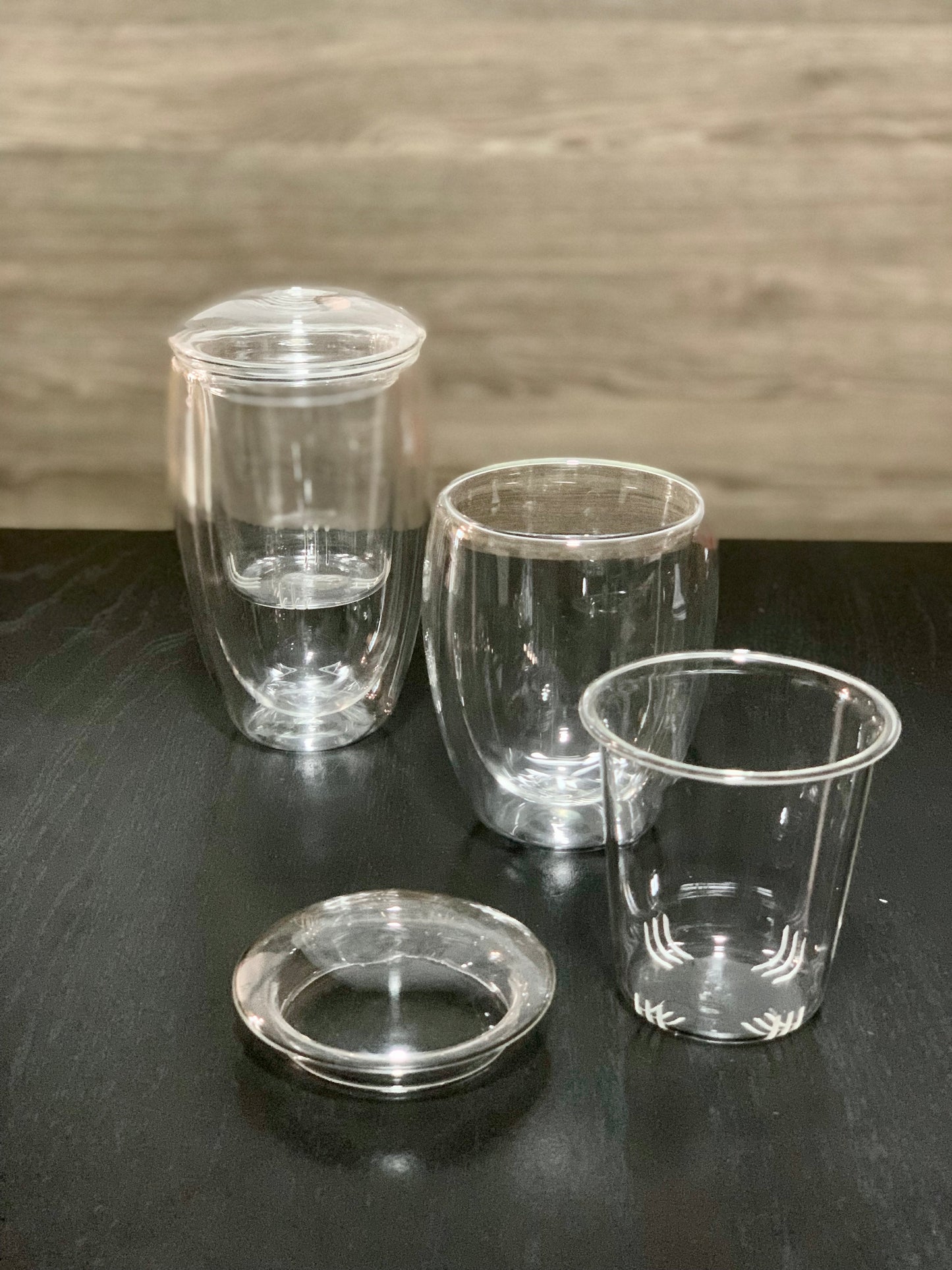 (Gift Box) 350ml Double Wall Insulated Glass Cup Set with Assorted Teaballs
