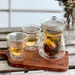 (Gift Box) 300ml Double Wall Serving Glass Cup with Lid w/ Teaballs Options