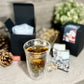 240ml Double Wall Glass Cups w/ Teaballs options