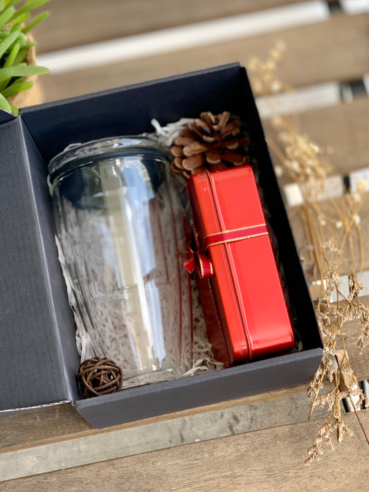(Gift Box) 450ml Double Wall Insulated Glass Cup Set with Assorted Teaballs