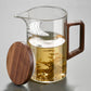 (Gift Box) 400ml Wooden Handle Serving Glass Cup /w Glass Cups & Tea Options