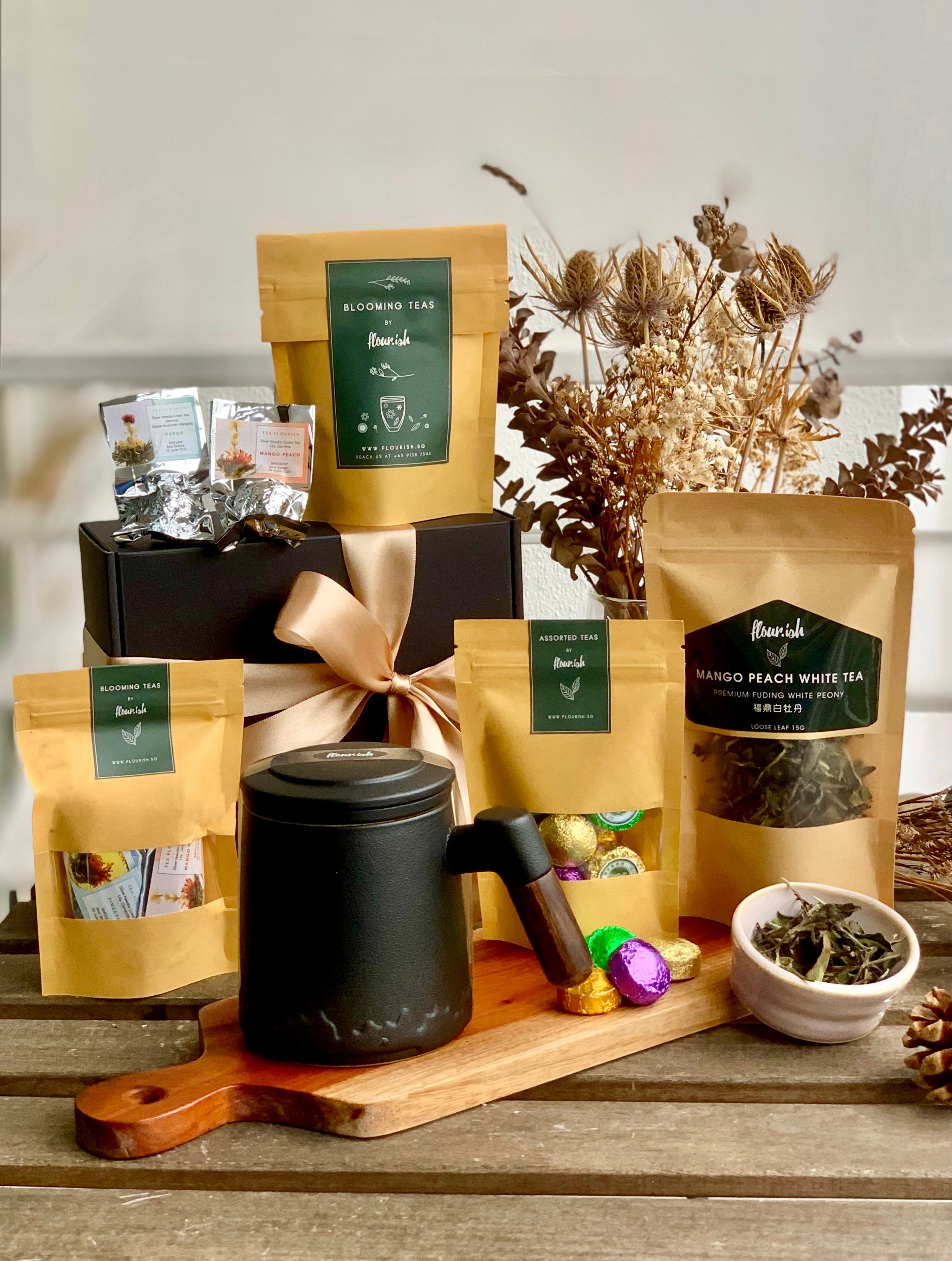 (Gift Box) 350ml Ceramic Mug with Tea Strainer & Lid /w Tea Options ...